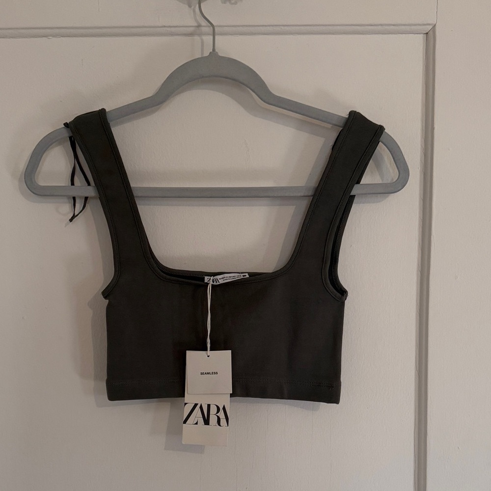 Zara Olive Green Crop Top NWT
